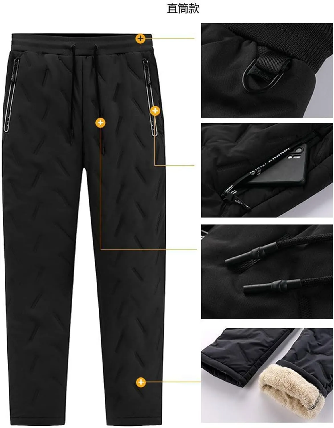 Fleece Lined Snow Pants Sherpa Lined Sweatpants Winter Thicken Fleece Pants Outdoor Joggers for Men Women