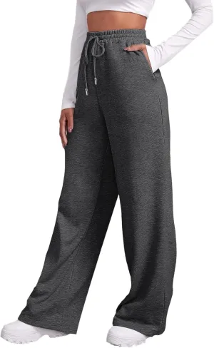 Fleece Lined Sweatpants Women Wide Leg Sweatpants Baggy Straight Leg Lounge Pants Fall Outfits Athletic Joggers Pants