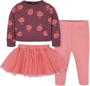 Gerber Baby Girls' Toddler 3-Piece French Terry Top, Tulle Tutu, & Legging Set