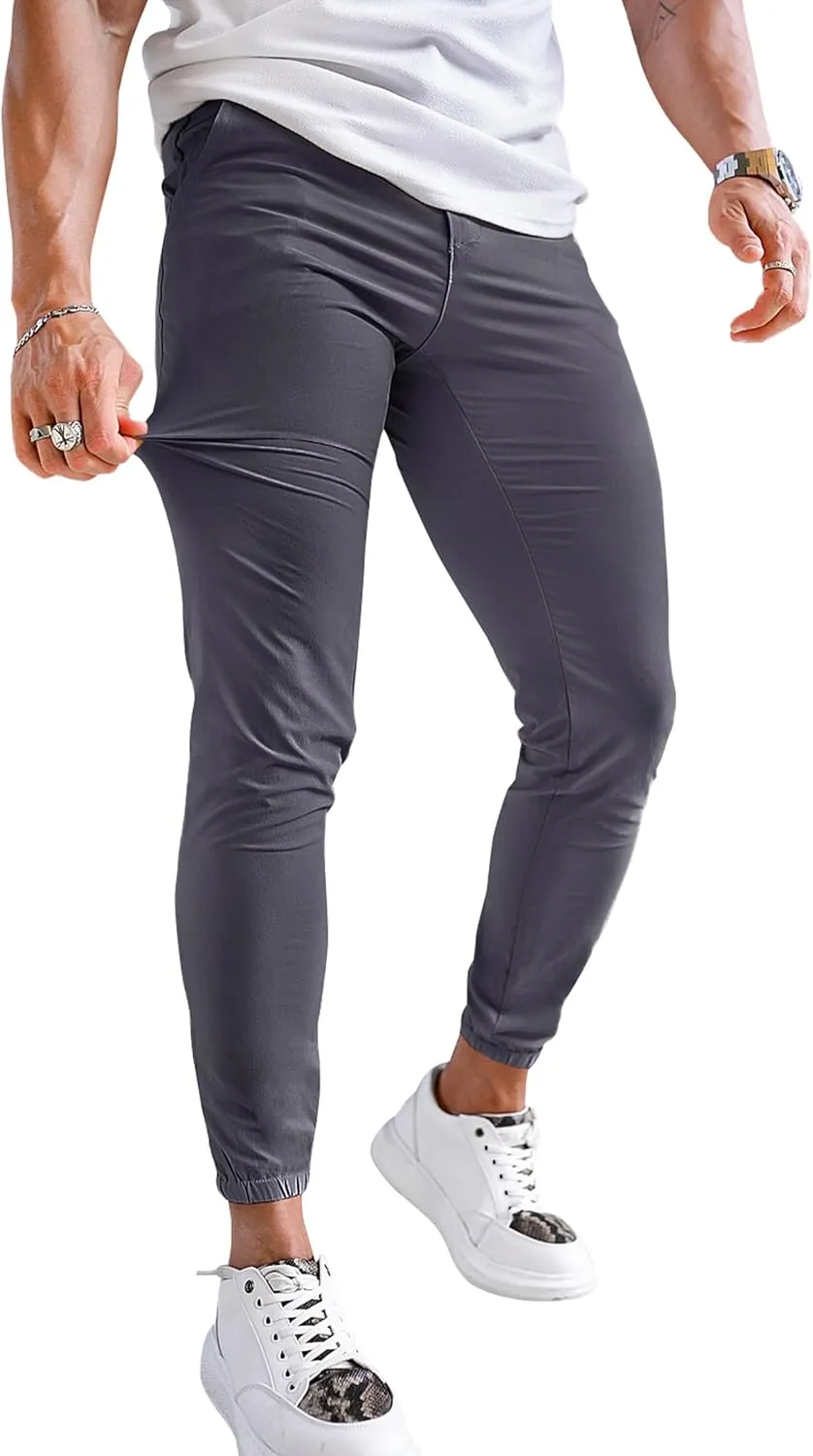GINGTTO Men's 4-Way Stretch Slim Tapered Fit Golf Joggers - 28" Inseam Nylon