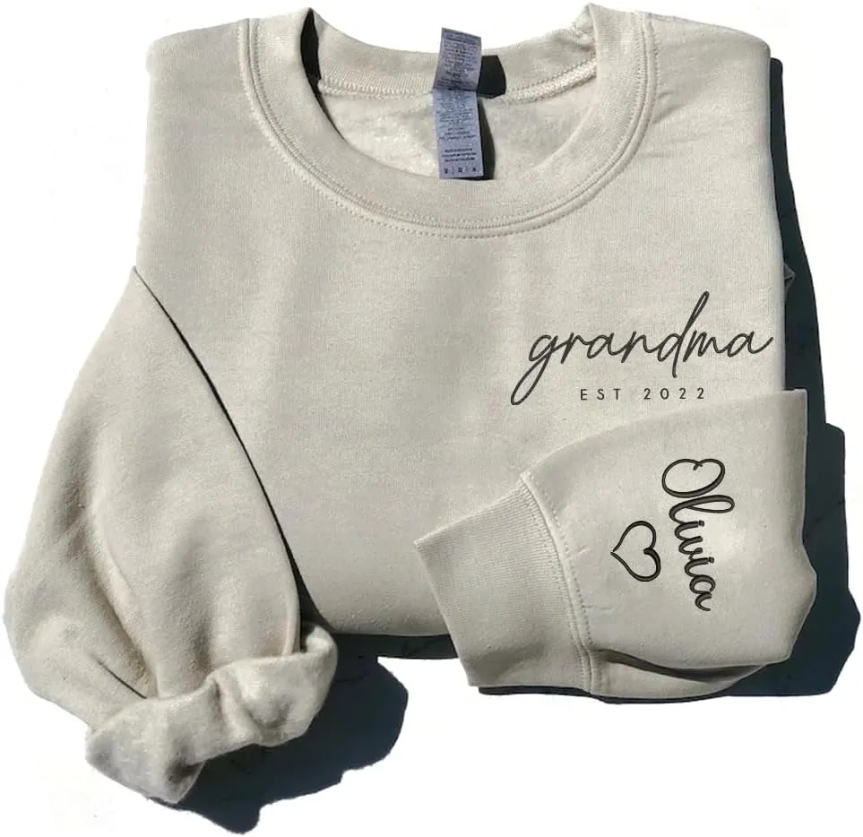 GODMERCH Custom Embroidered Grandma Sweatshirt, Grandma Sweater, Personalized Grandma Sweatshirts For Women, Grandma Birthday Gifts, Grandma Gifts From Grandchildren, Grandma Gifts