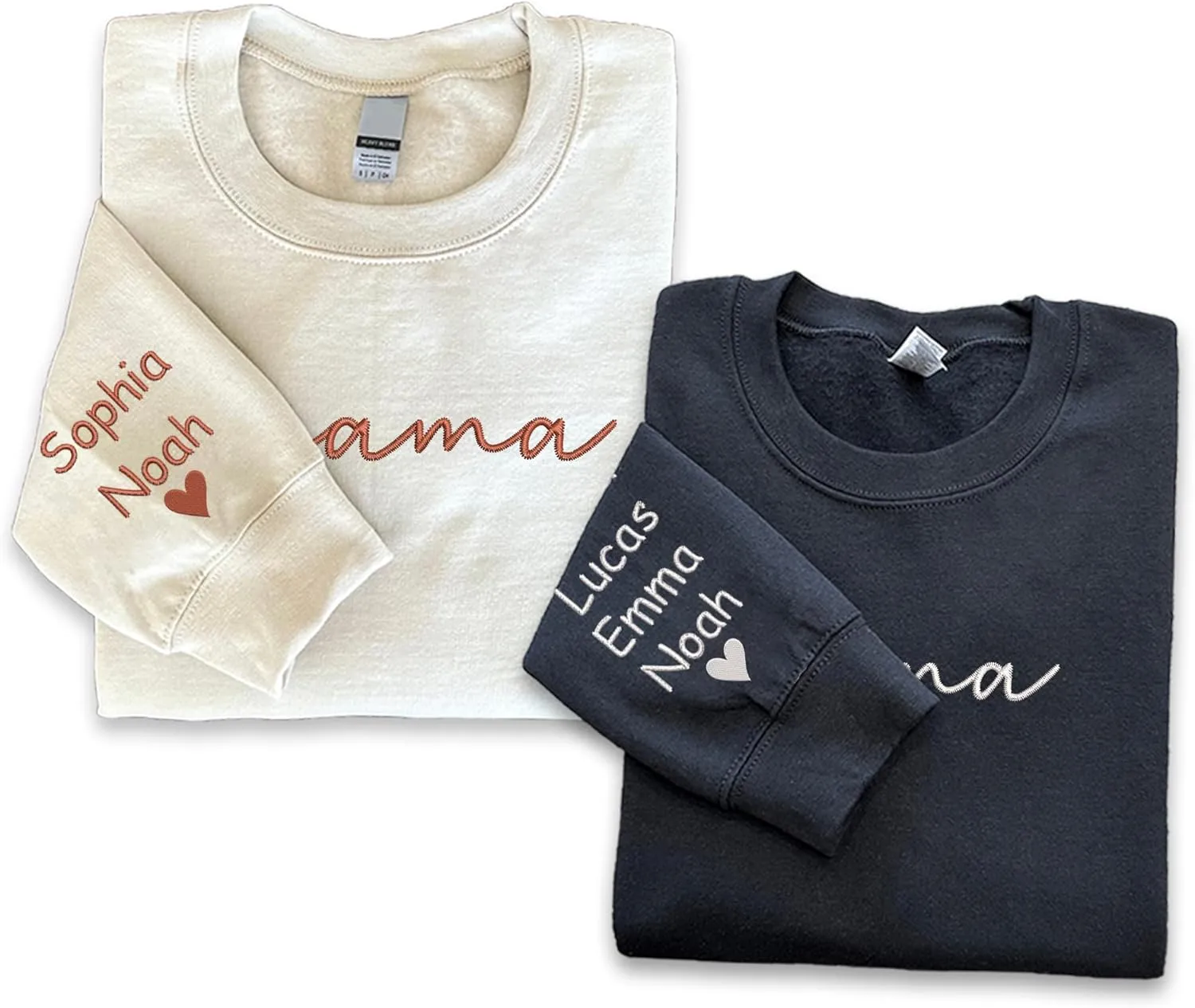 Godmerch Personalized Embroidered Mama Sweatshirts For Women, Gift For Mom, Gift For Mom, Mama Text on Sleeve Christmas