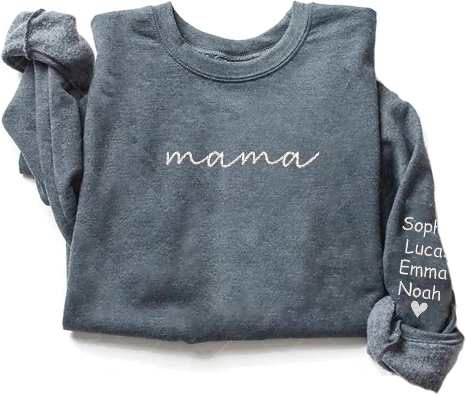 Godmerch Personalized Embroidered Mama Sweatshirts For Women, Gift For Mom, Gift For Mom, Mama Text on Sleeve Christmas
