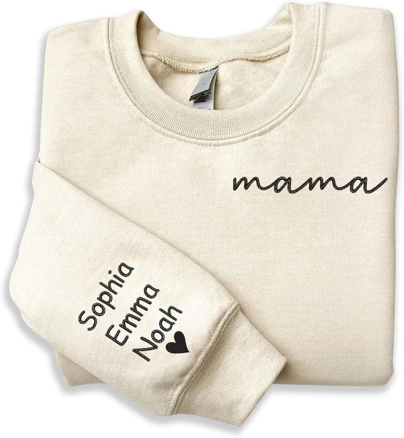 Godmerch Personalized Embroidered Mama Sweatshirts For Women, Gift For Mom, Gift For Mom, Mama Text on Sleeve Christmas
