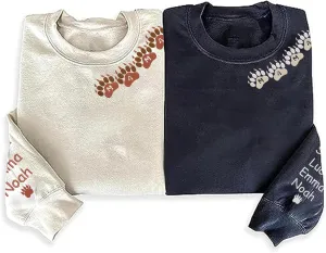 Godmerch Personalized Embroidered Mama Sweatshirts For Women, Gift For Mom, Gift For Mom, Mama Text on Sleeve Christmas