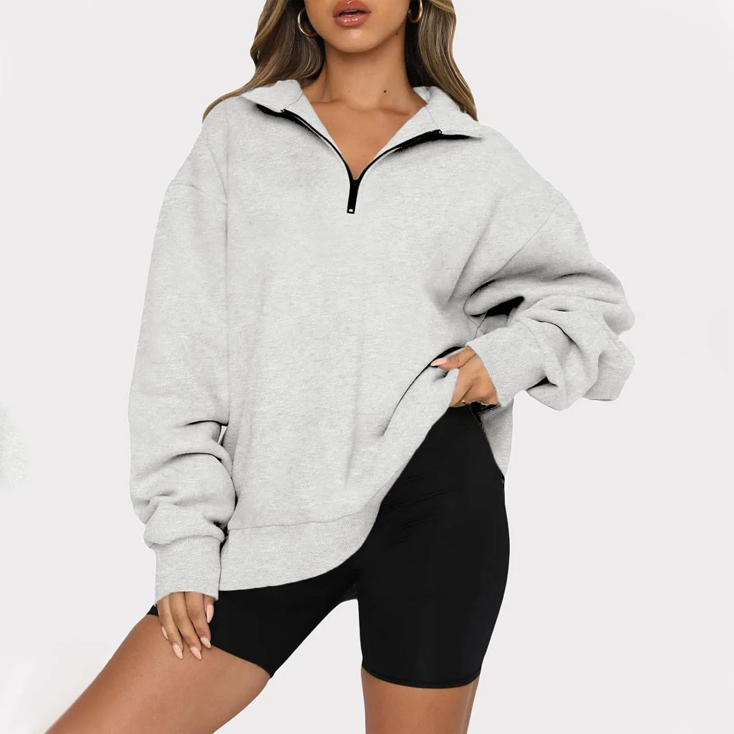 GOFULY 1/4 Zip Sweatshirt Women Fall Pink Graphic Sweatshirts Trendy Preppy Long Sleeve Pullover Winter Lightweight Clothes
