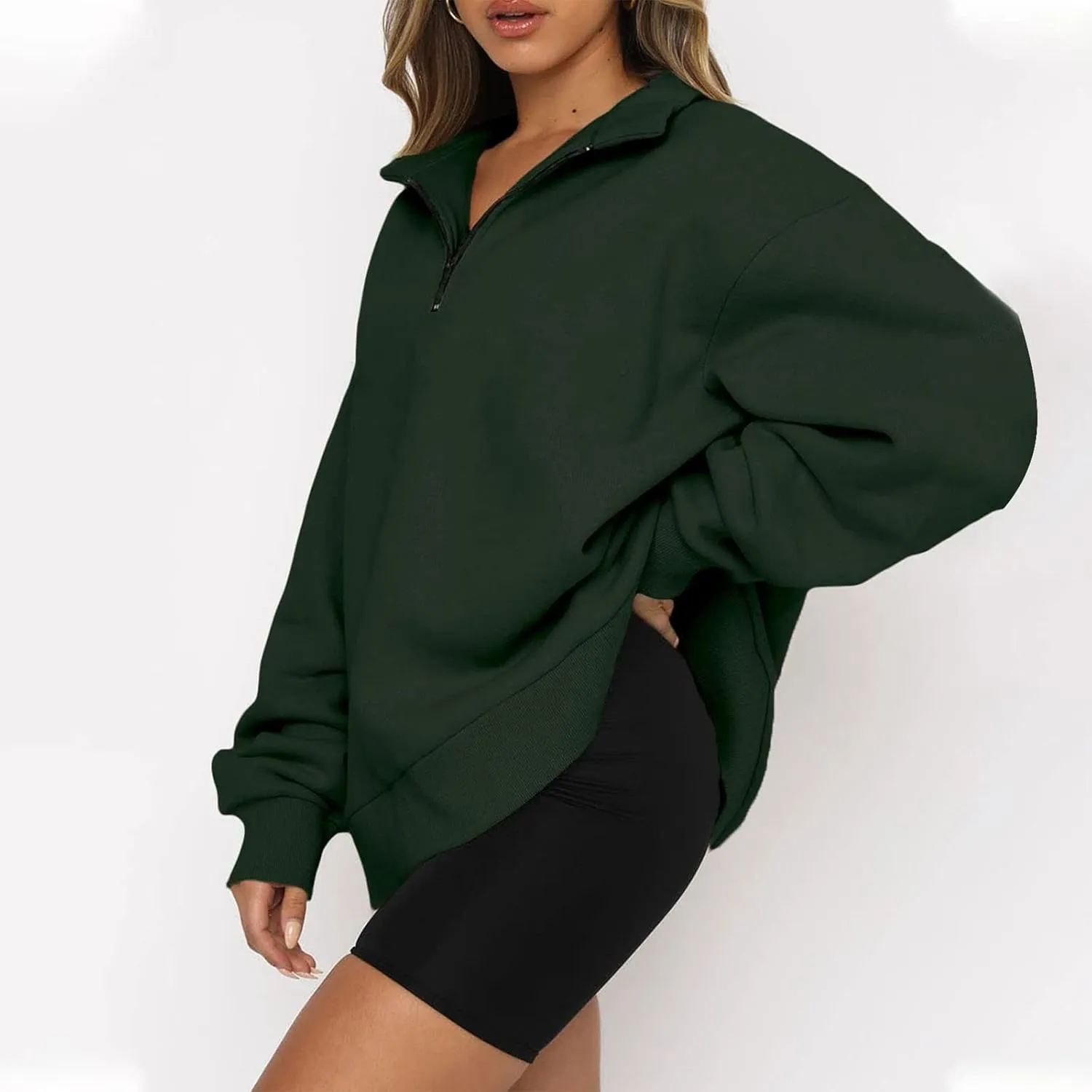GOFULY 1/4 Zip Sweatshirt Women Lightweight Fall Solid Oversized Sweatshirts Y2K Long Sleeve Pullover Winter Cute Pullover