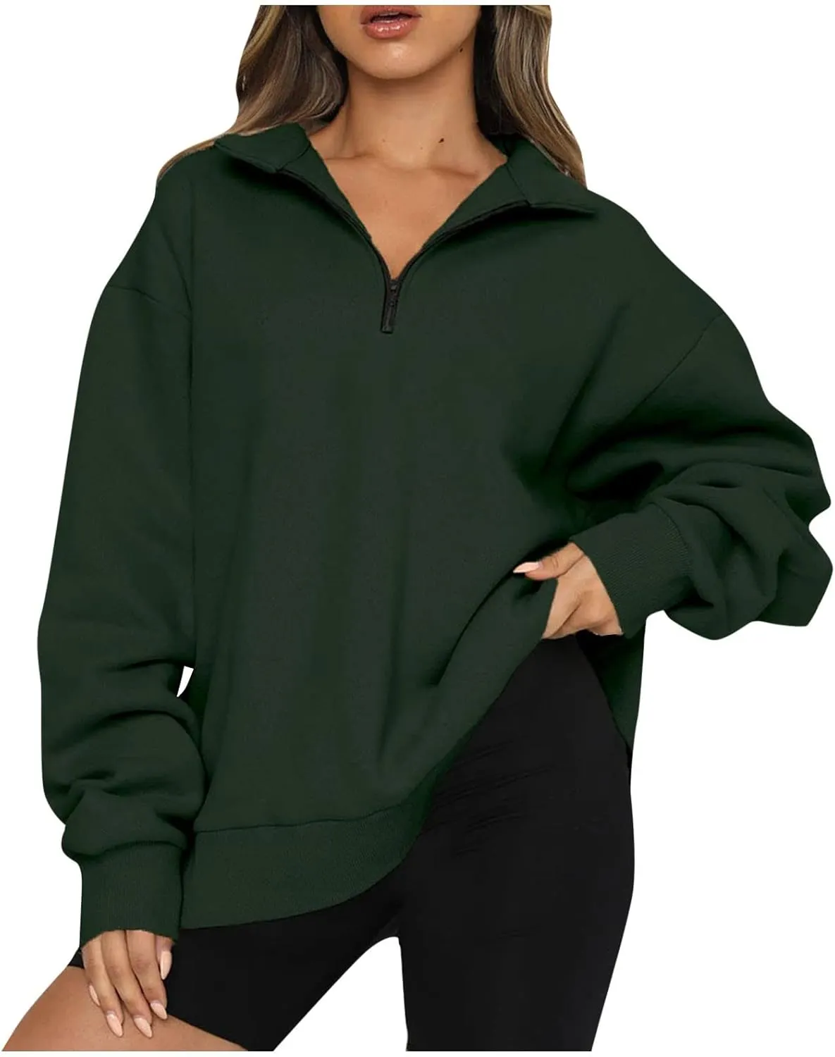 GOFULY 1/4 Zip Sweatshirt Women Lightweight Fall Solid Oversized Sweatshirts Y2K Long Sleeve Pullover Winter Cute Pullover