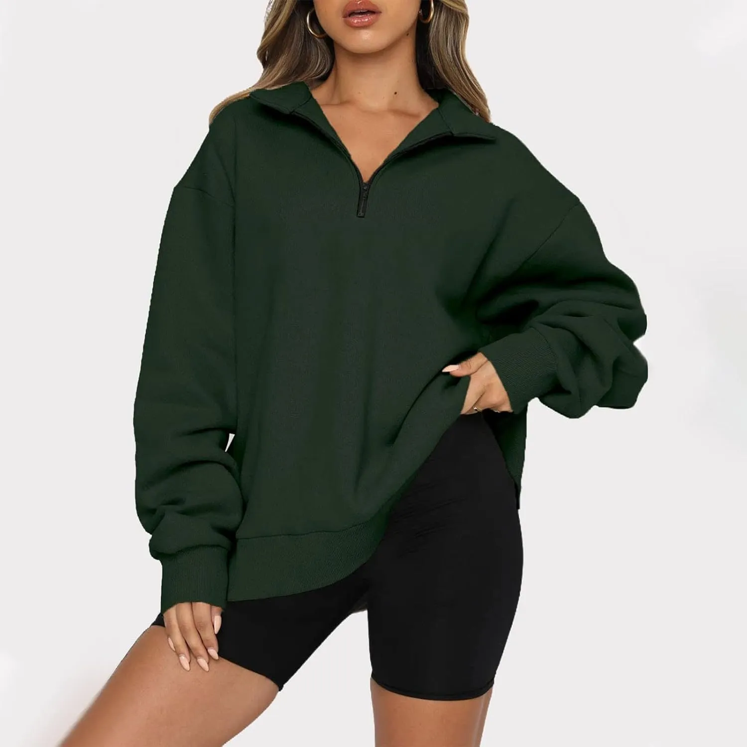 GOFULY 1/4 Zip Sweatshirt Women Lightweight Fall Solid Oversized Sweatshirts Y2K Long Sleeve Pullover Winter Cute Pullover