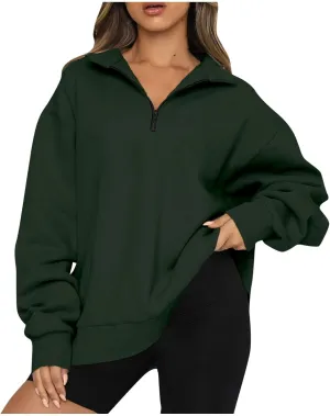 GOFULY 1/4 Zip Sweatshirt Women Lightweight Fall Solid Oversized Sweatshirts Y2K Long Sleeve Pullover Winter Cute Pullover
