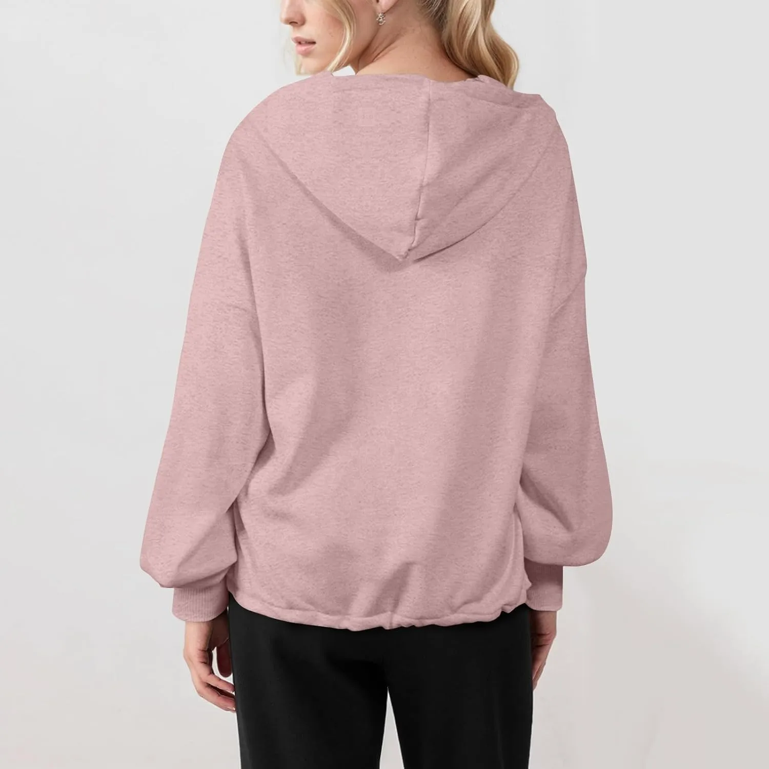 GOFULY Sweatshirt For Women Fall Quarter Zip Pullover Baggy Solid Outfits Long Sleeve Lapel Collared Clothes 2024 Trendy