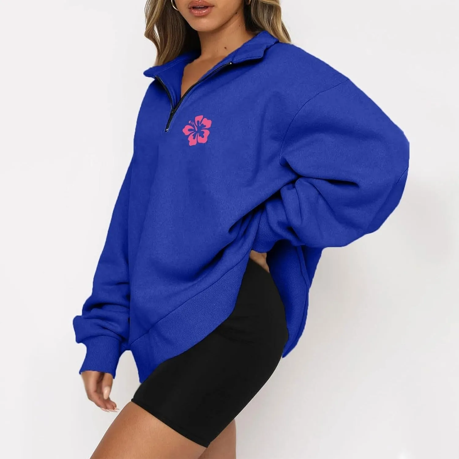 GOFULY Sweatshirt Women Oversized Fall 1/4 Zip Sweatshirt No Hoodie Winter Solid Long Sleeve Shirts Vintage Pullover Sweaters