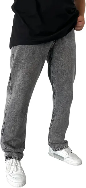 GOKKILRW Mens Relaxed Fit Straight Leg Jeans Fashion Baggy Comfort Plain Grunge Hip Hop Denim Pant Trendy Casual Denim Jogger