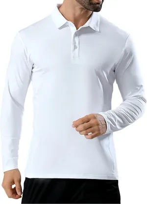 Golf Shirts for Mens Moisture Wicking Quick-Dry Long Sleeve Polo Shirt Performance Athletic Summer Collared T-Shirts