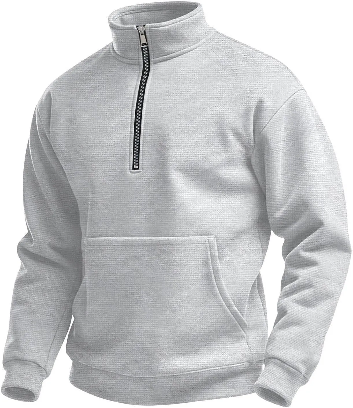 Half Zip Pullover Men Lightweight Waffle Long Sleeve Shirts Casual Comfy Mock Neck Sweatshirt with Pocket Polos