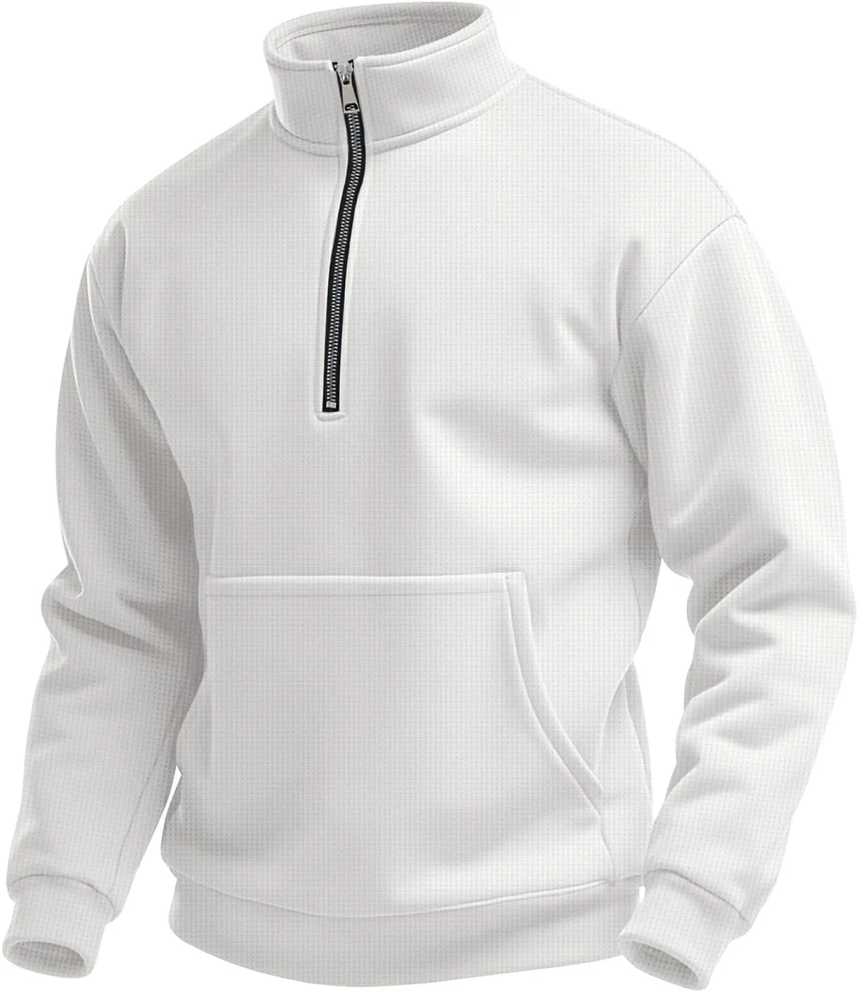 Half Zip Pullover Men Lightweight Waffle Long Sleeve Shirts Casual Comfy Mock Neck Sweatshirt with Pocket Polos