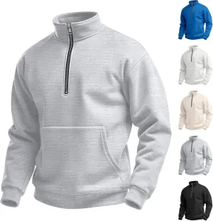 Half Zip Pullover Men Lightweight Waffle Long Sleeve Shirts Casual Comfy Mock Neck Sweatshirt with Pocket Polos