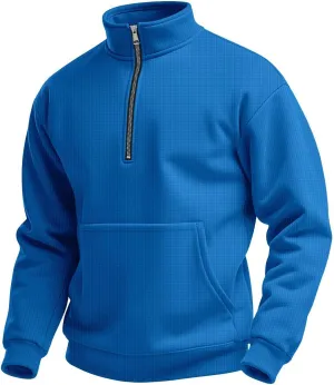 Half Zip Pullover Men Lightweight Waffle Long Sleeve Shirts Casual Comfy Mock Neck Sweatshirt with Pocket Polos