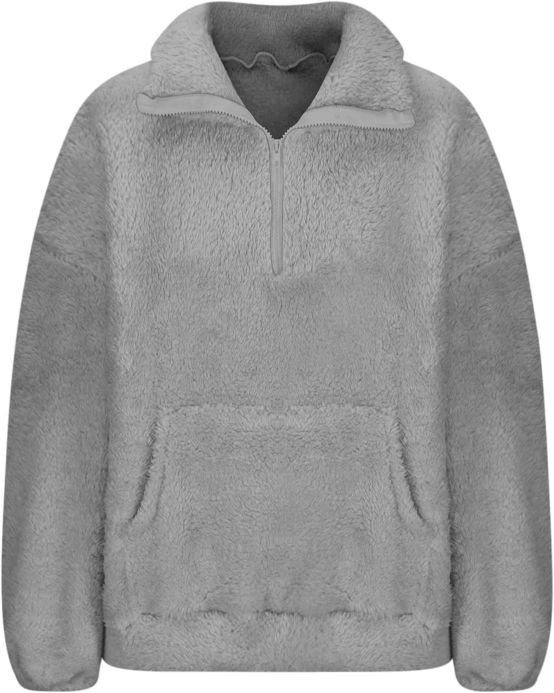 Half Zip Pullover Women Sherpa Fleece Jacket Long Sleeve Sweatshirt Fuzzy Sweater Teddy Bear Jacket Winter Clothes