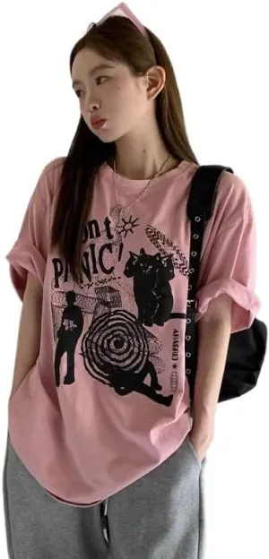 Harajuku Y2k Graphic Tee Y2k Shirt 2000s Oversized Graphic Tees Emo Vintage T Shirts Y2k Clothes