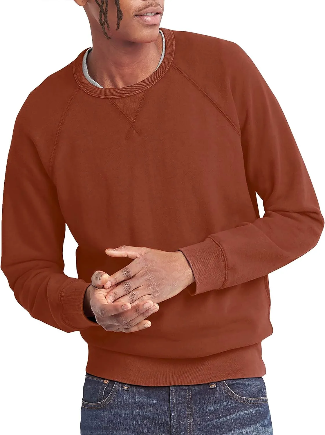 Hat and Beyond Mens French Terry Crewneck Sweatshirt Lightweight Fleece Pullover Sweater