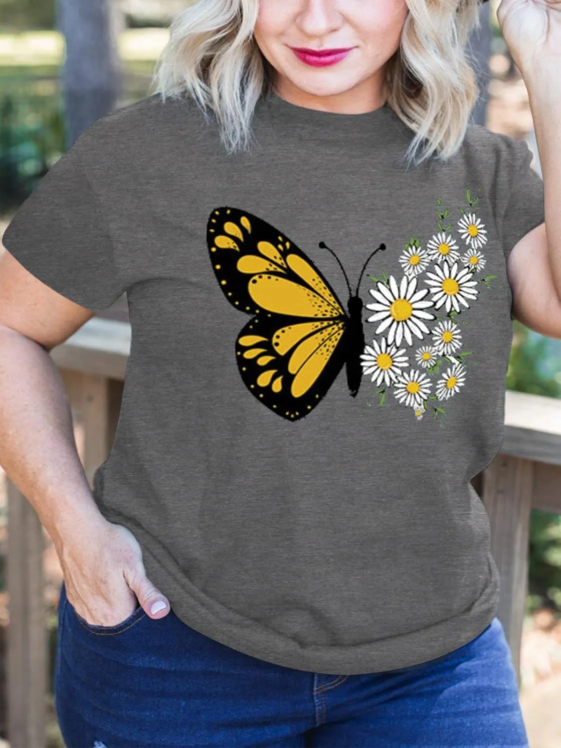 HDLTE Women Plus Size T Shirts Short Sleeve Casual Graphic Tee Tops