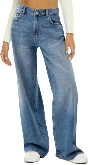 HDLTE Women Wide Leg Jeans High Waist Baggy Jeans Loose Boyfriend Jeans Denim Pants Y2K