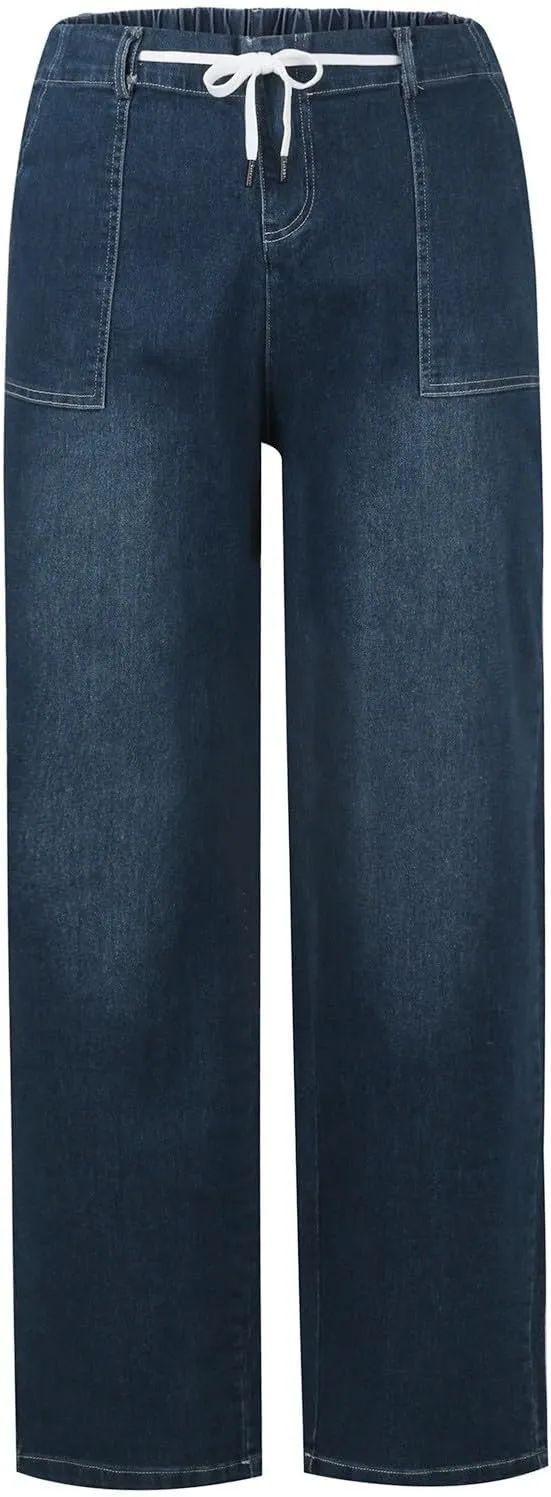 High Waisted Jeans for Women Classic Stretch Butt Lifting Pencil Pants Solid Color Pull On Jeggings Jeans