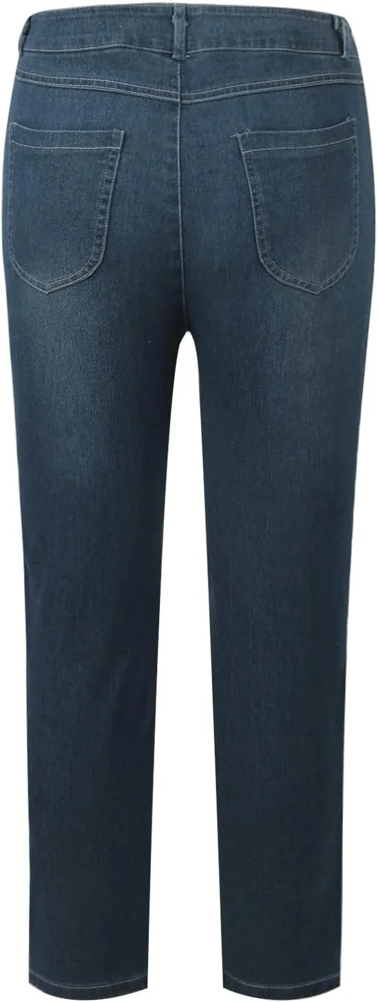 High Waisted Jeans for Women Classic Stretch Butt Lifting Pencil Pants Solid Color Pull On Jeggings Jeans