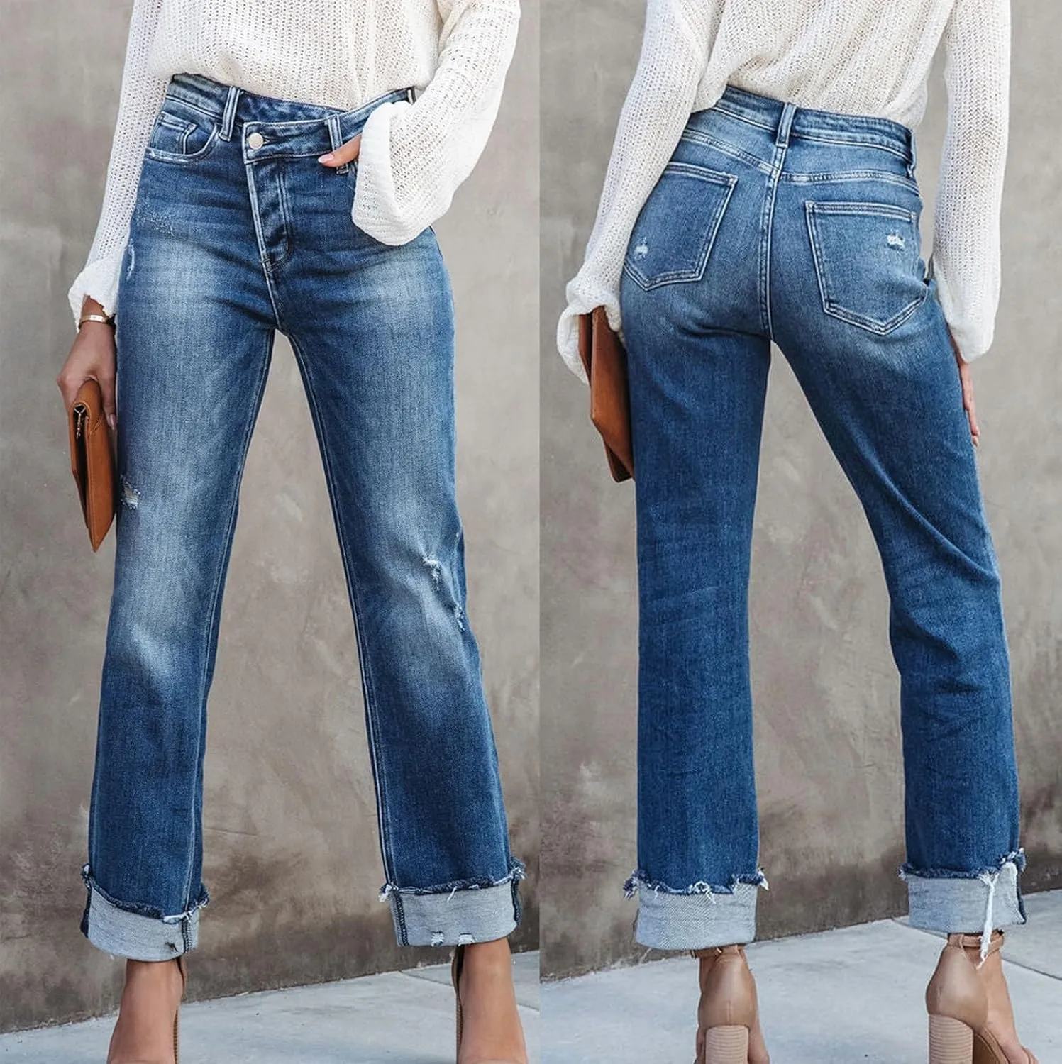 High Waisted Jeans for Women Classic Stretch Butt Lifting Pencil Pants Solid Color Pull On Jeggings Jeans