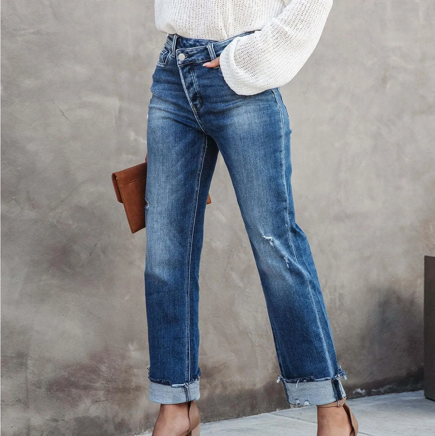 High Waisted Jeans for Women Classic Stretch Butt Lifting Pencil Pants Solid Color Pull On Jeggings Jeans
