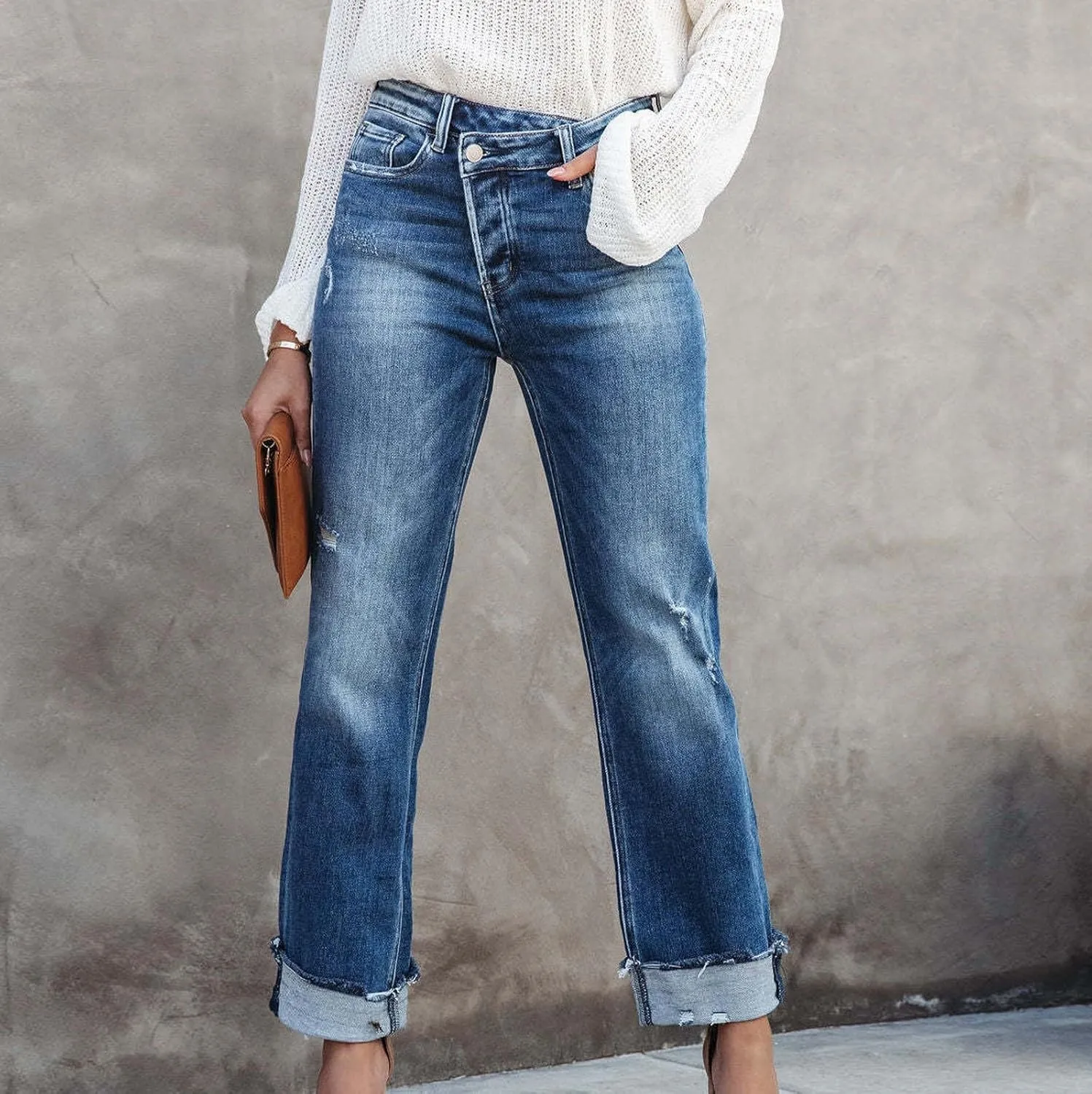 High Waisted Jeans for Women Classic Stretch Butt Lifting Pencil Pants Solid Color Pull On Jeggings Jeans