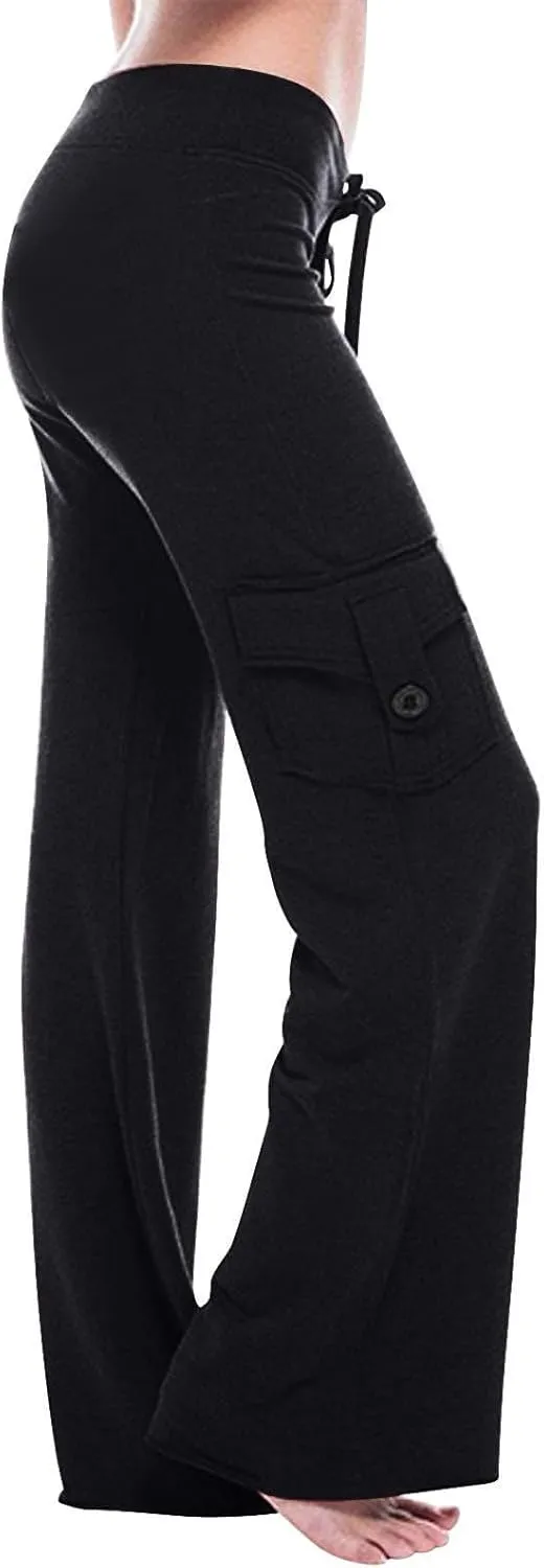 High Waisted Sweatpants for Women with Multi Pocket 2025 Fall Winter Trendy Palazzo Drawstring Lounge Joggers Pants