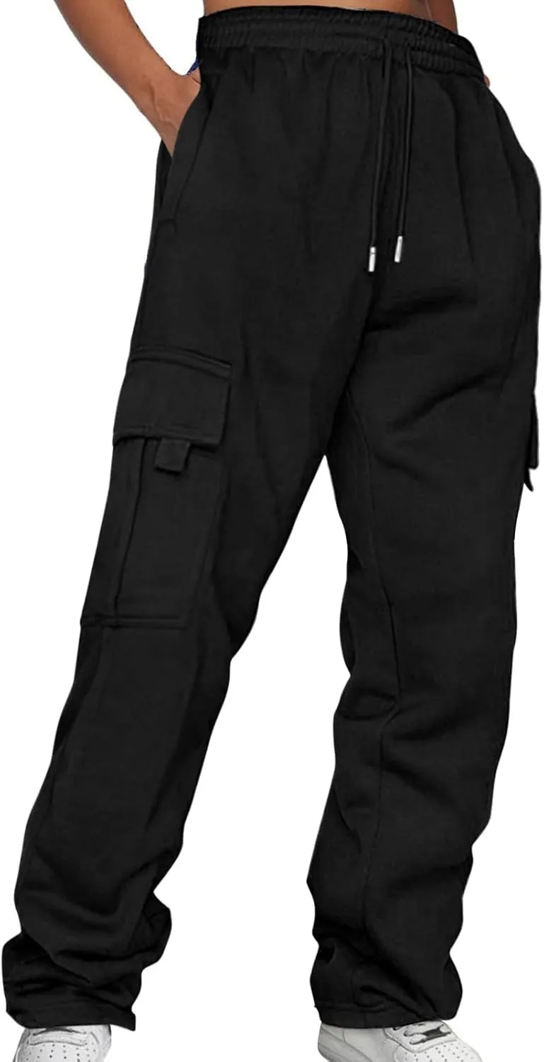 Hiking Cargo Pants Men Relaxed Fit Drawstring Elastic Waist Joggers Sweatpants Sport Athletic Trousers with Pocket