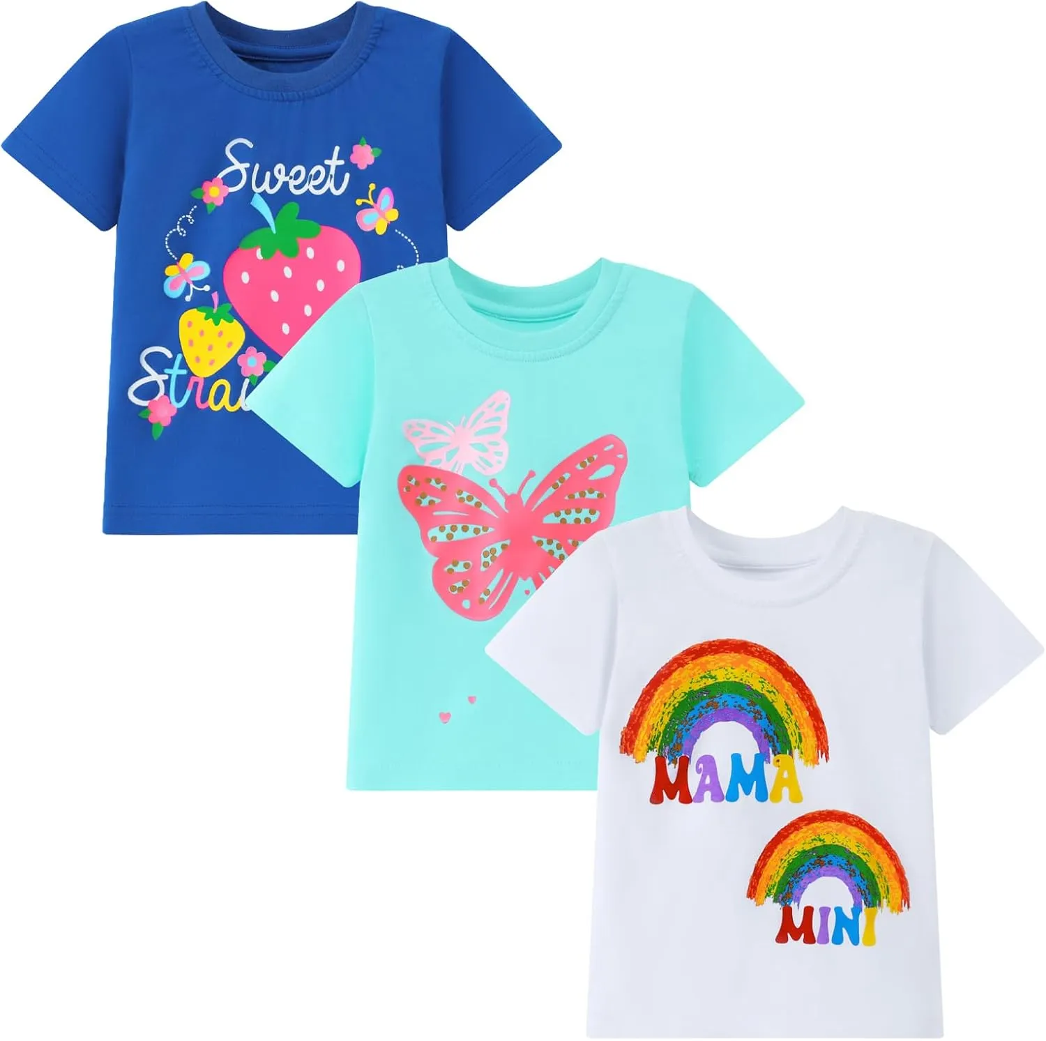 HILEELANG Girl Short Sleeve Tees Easter Graphic Cotton Summer T-Shirts 3Packs