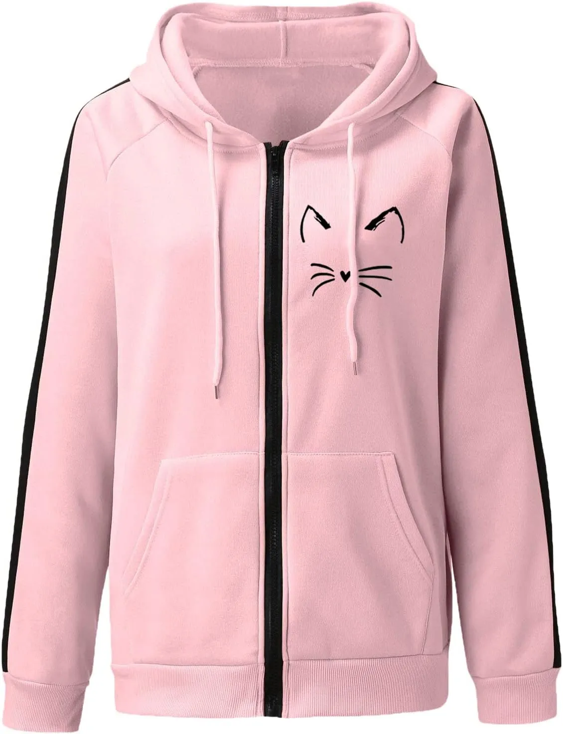 Hoodie Blazer for Women Full Zip Up Long Sleeve Open Front Workout Sweatshirts with Drawstring Hood Oversized Jackets