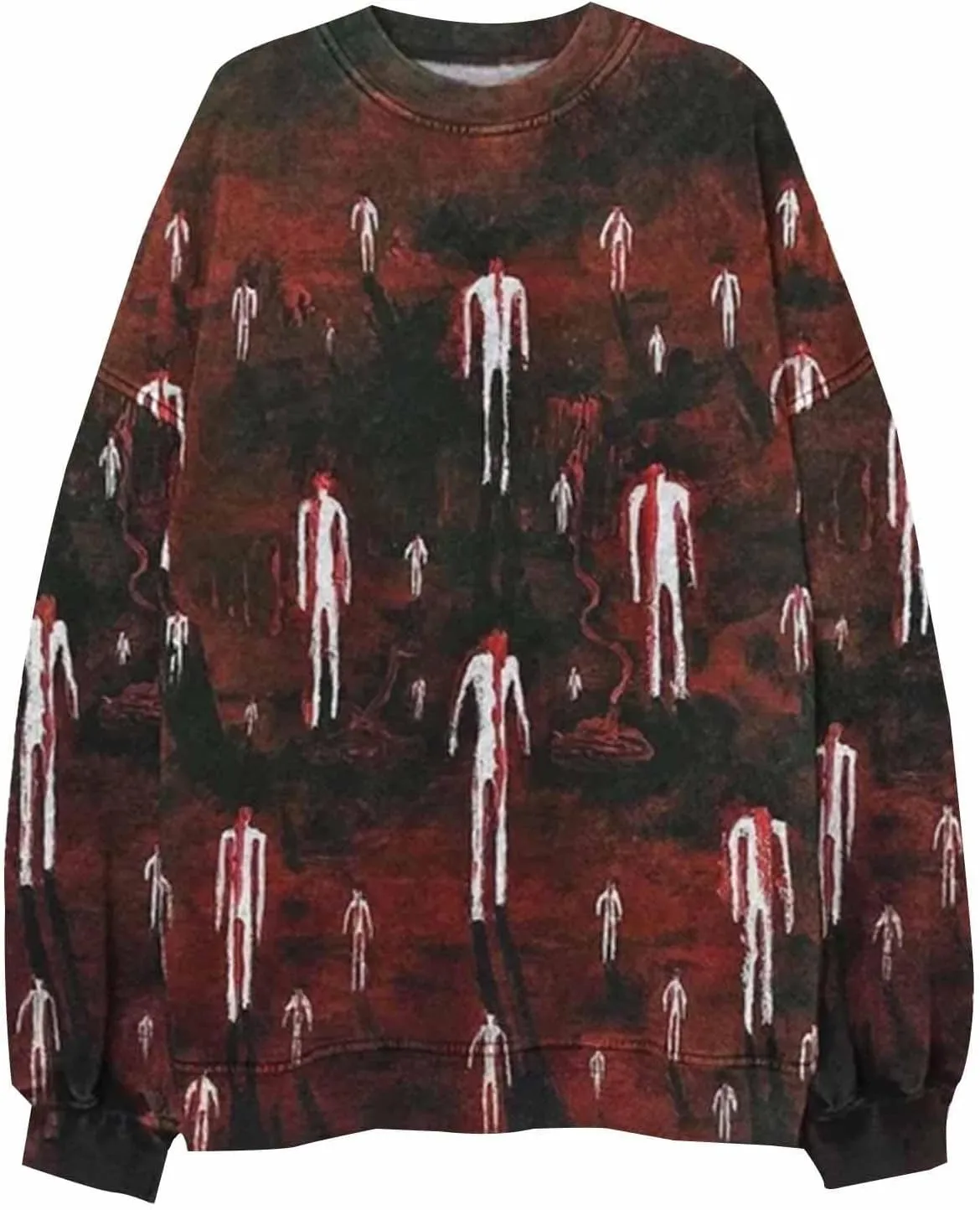 Horror Monster Graphic T Shirt for Men Novelty 3D Printed Long Sleeve Sweatshirts Halloween Scary Cosplay Costume Top