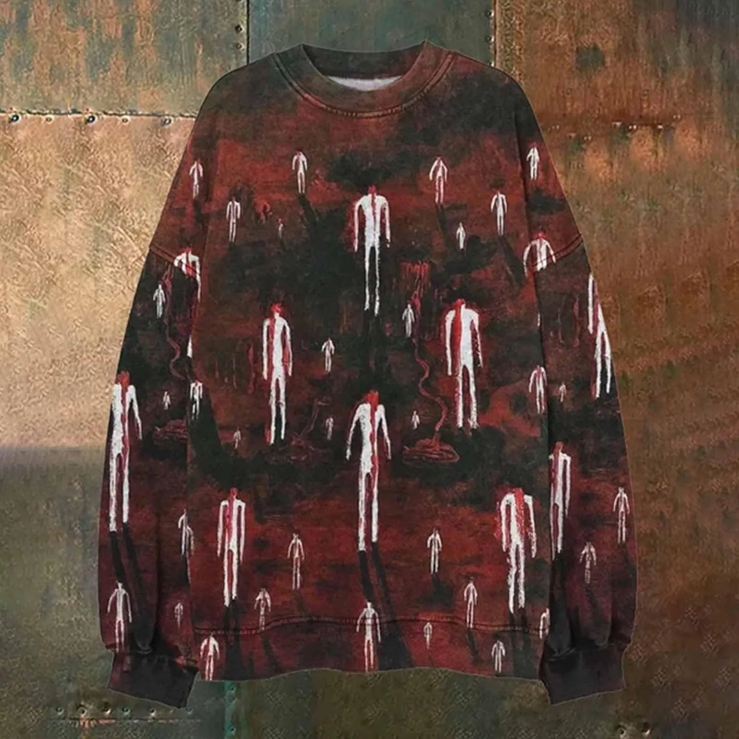 Horror Monster Graphic T Shirt for Men Novelty 3D Printed Long Sleeve Sweatshirts Halloween Scary Cosplay Costume Top