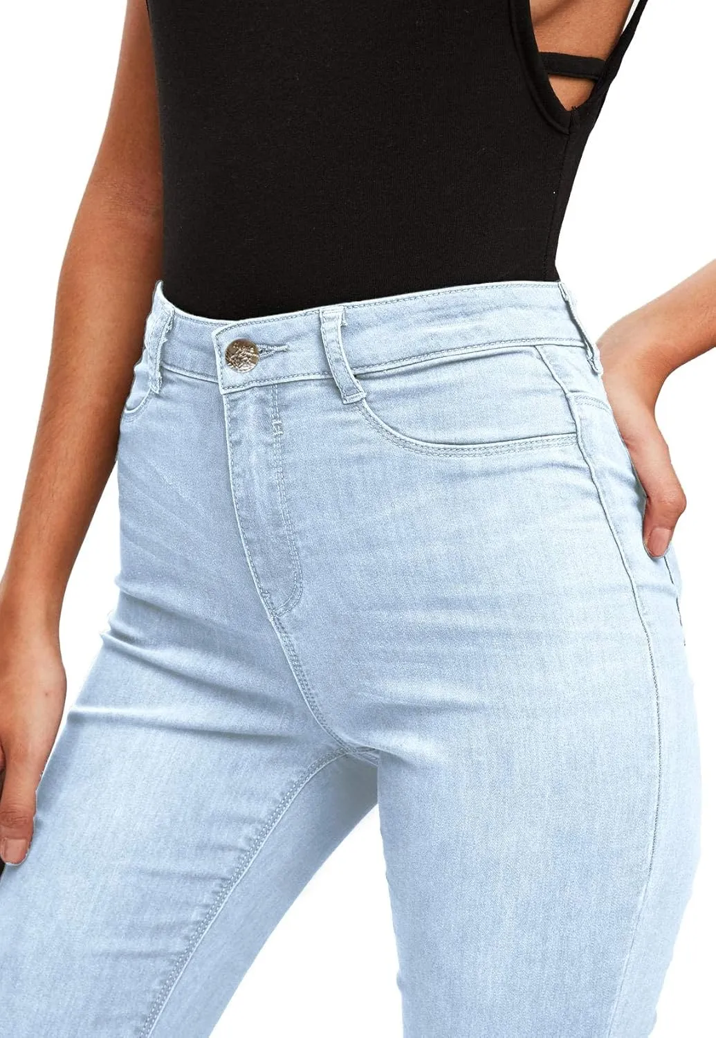 Hybrid & Company Women’s Classic Denim Mid Rise Skinny Jeans Super Stretch Pants