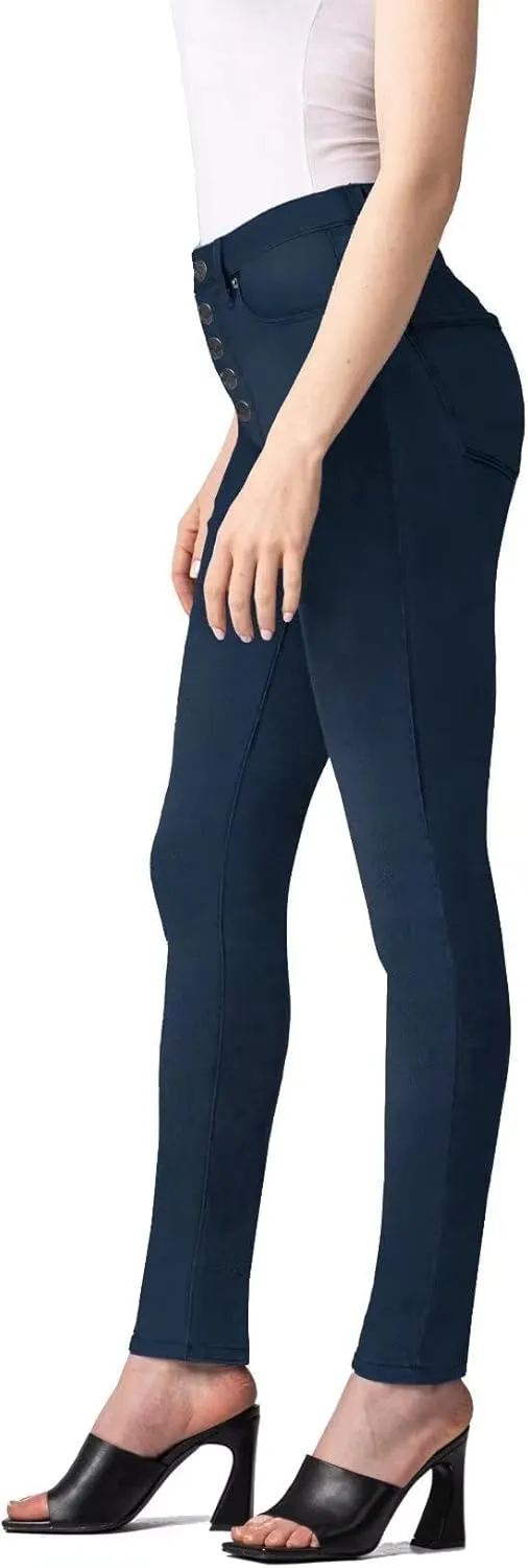 Hybrid & Company Womens Classic Denim Mid Rise Skinny Jeans Super Stretch Pants