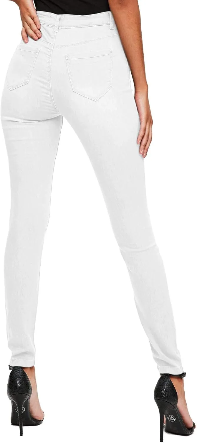 Hybrid & Company Womens Classic Denim Mid Rise Skinny Jeans Super Stretch Pants