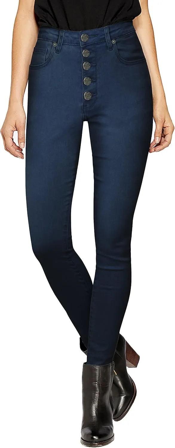 Hybrid & Company Womens Classic Denim Mid Rise Skinny Jeans Super Stretch Pants