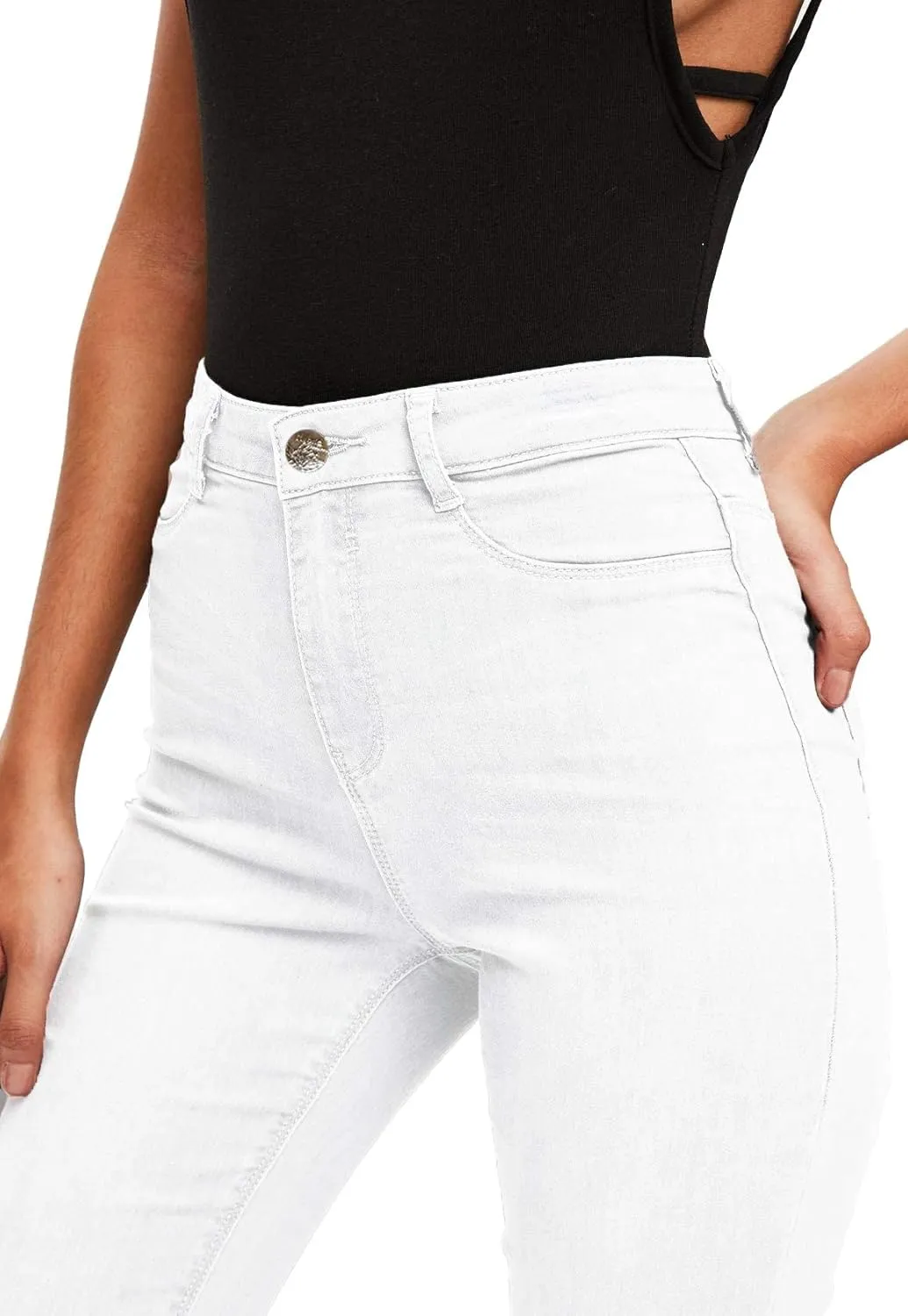 Hybrid & Company Womens Classic Denim Mid Rise Skinny Jeans Super Stretch Pants