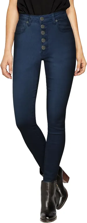 Hybrid & Company Womens Classic Denim Mid Rise Skinny Jeans Super Stretch Pants
