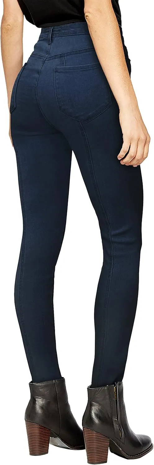 Hybrid & Company Womens Classic Denim Mid Rise Skinny Jeans Super Stretch Pants