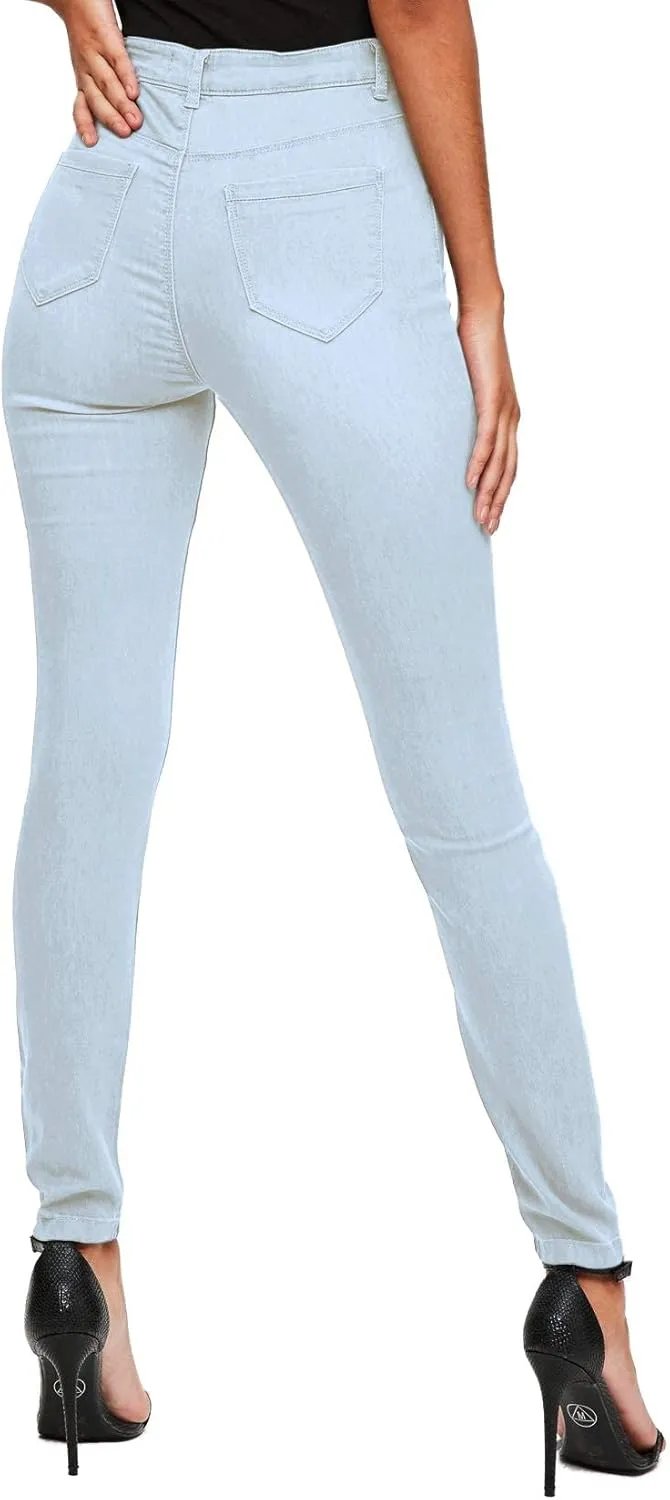 Hybrid & Company Women’s Classic Denim Mid Rise Skinny Jeans Super Stretch Pants