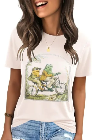 IRISGOD Womens Graphic Tees Casual Summer Short Sleeve Vintage T Shirts Tops