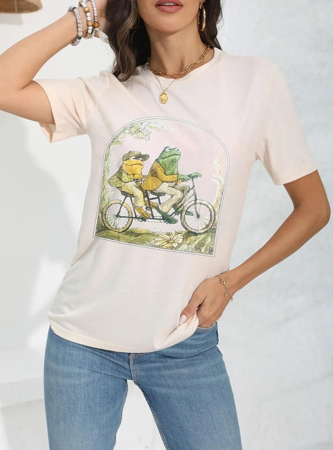 IRISGOD Womens Graphic Tees Casual Summer Short Sleeve Vintage T Shirts Tops