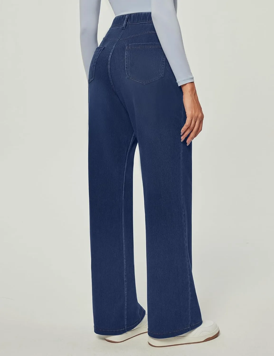 IUGA Wide Leg Jeans Woman Stretchy Pull On Baggy Jeans High Waisted Trendy Womens Jeans Straight Casual Denim Pants