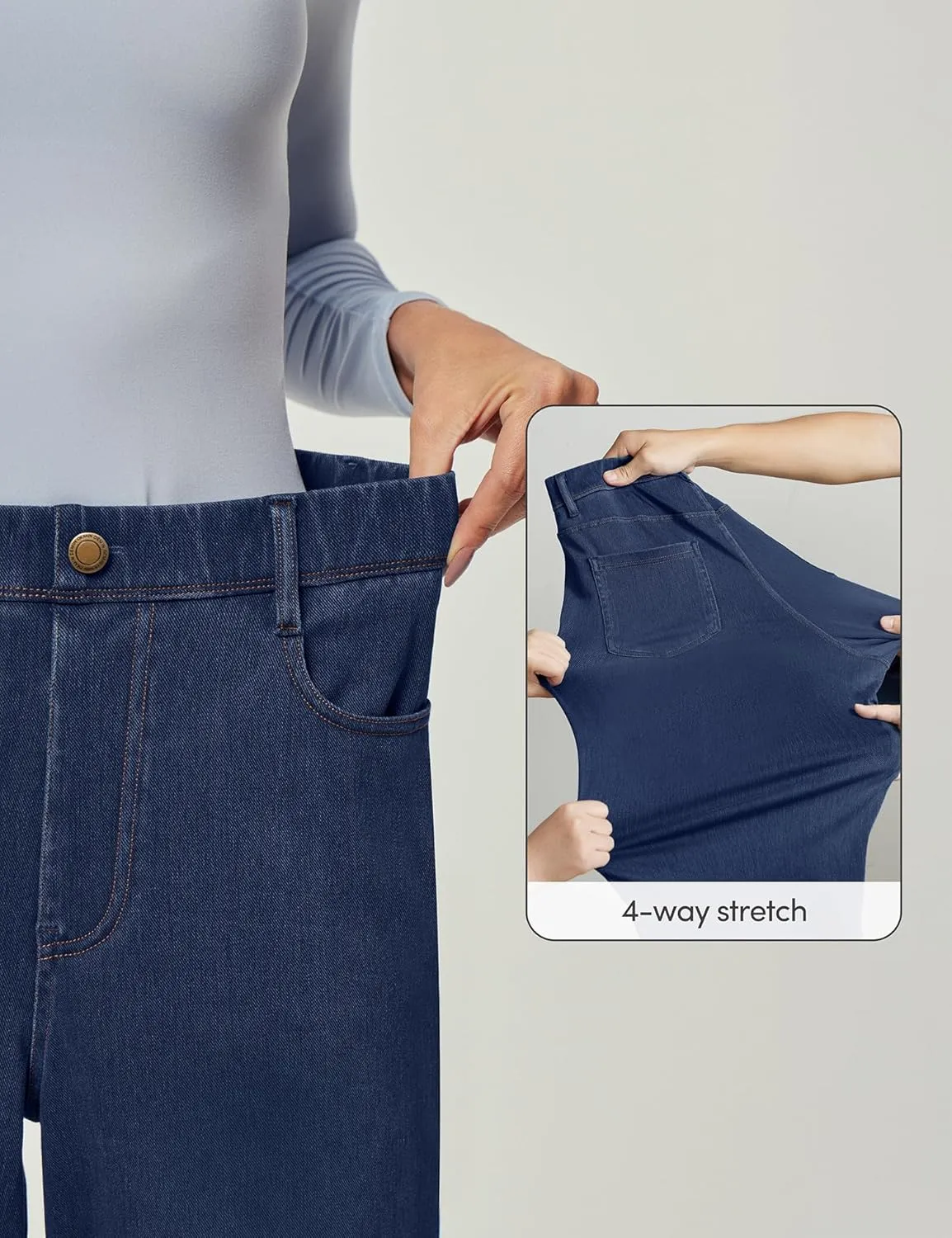 IUGA Wide Leg Jeans Woman Stretchy Pull On Baggy Jeans High Waisted Trendy Womens Jeans Straight Casual Denim Pants